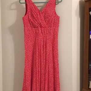 Sheri Martin NY sleeveless red and white polka dots fit and flare dress size 10